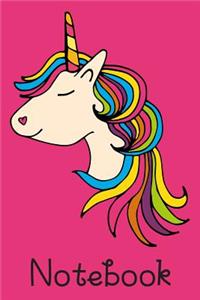 Notebook: Cute Unicorn Doodle 6x9 Blank Lined Notebook for Girls, Hot Pink,120 pages