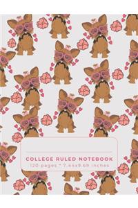 College Ruled Notebook: A Yorkshire Terrier College Lined Notebook for Dog Lovers