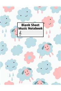 Blank Sheet Music Notebook: Easy Blank Staff Manuscript Book Large 8.5 X 11 Inches Musician Paper Wide 12 Staves Per Page for Piano, Flute, Violin, Guitar, Trumpet, Drums, Cell