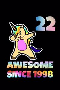 Dabbing Unicorn Awesome Since 1998 22nd Birthday