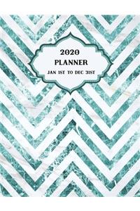 2020 Planner Weekly and Monthly Marble Green Chevron