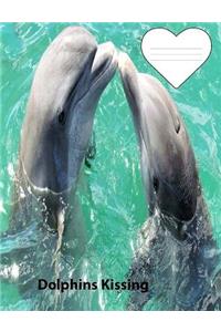 Dolphins Kissing on Cover of wide ruled lined paper Composition Book