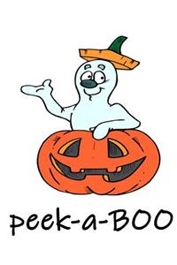 Cute Halloween Ghost Jack O Lantern Peek A Boo School Composition Book 130 Pages