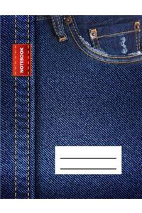 Notebook: Composition Book, Journal (8.5 X 11 Inches, 120 Pages, Lined Paper) Denim Design-2