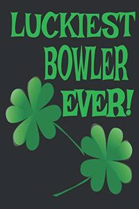 Luckiest Bowler Ever blank college lined notebook for writing