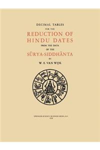 Decimal Tables for the Reduction of Hindu Dates from the Data of the Surya-Siddhanta