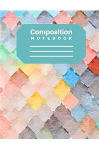 Composition Notebook: Watercolour Tiles Composition College Ruled Notebook Journal. 8.5 x 11