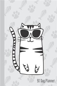 90 Day Planner: Undated Personal Organizer-Cat Wearing Sunglasses Cover