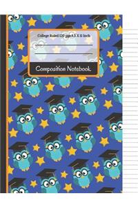 Composition Notebook: Owls & Stars College Ruled Notebook for Boys, Kids, School, Students and Teachers