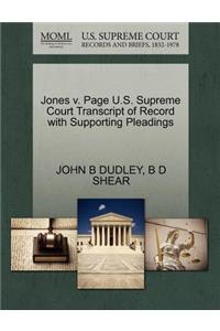 Jones V. Page U.S. Supreme Court Transcript of Record with Supporting Pleadings