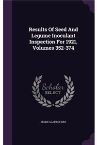Results Of Seed And Legume Inoculant Inspection For 1921, Volumes 352-374