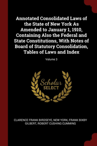 Annotated Consolidated Laws of the State of New York As Amended to January 1, 1910, Containing Also the Federal and State Constitutions, With Notes of Board of Statutory Consolidation, Tables of Laws and Index; Volume 3