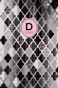 Initial D Monogram Journal - Dot Grid, Moroccan Black, White & Blush Pink