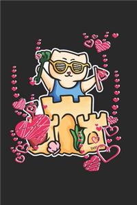 Beach Sandcastle Heart Cat Notebook