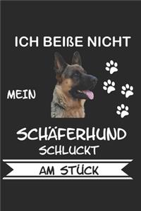 Ich beiße nicht mein Schäferhund schluckt am Stück