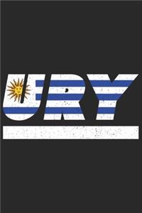 Ury: Uruguay notebook with lined 120 pages in white. College ruled memo book with the uruguay flag