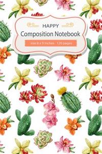 Happy Composition Notebook Size 6x9 Inches 120 Pages