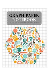 Graph Paper Notebook 1/4 Inch Gray Squares Size 8.5x11 Inches 120 Pages