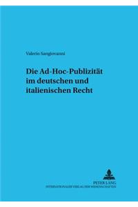 Die Ad-Hoc-Publizitaet Im Deutschen Und Italienischen Recht