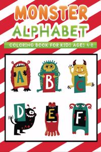 monster alphabet coloring book for kids ages 4-8