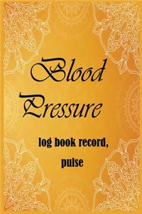 Blood pressure log book record, pulse
