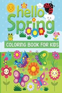 Hello spring coloring book for kids