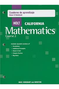 Holt California Mathematicas Curso 2 Cuaderno de Aprendizaje