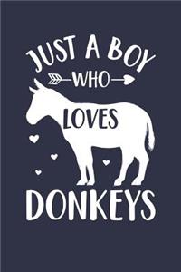 Just A Boy Who Loves Donkeys Notebook - Gift for Donkey Lovers - Donkey Journal