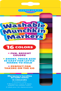 Studio Series Jr. Washable Munchkin Markers (Set of 16 Easy-To-Clean, Water-Soluble Colors)