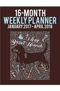 2017-2018 Weekly Planner - Wordcloud Basset Hound
