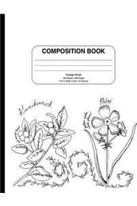 Composition Notebook with Vintage Coloring Flower