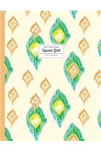 Square Grid Journal - Graph Paper Notebook. Boho Ikat Watercolor
