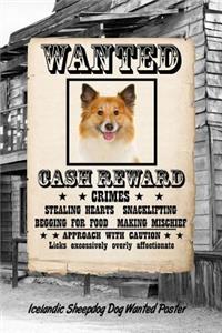 Icelandic Sheepdog Dog Wanted Poster: Classic Style Blank Cookbook Recipes & Notes Featuring 120 Pages 6x9