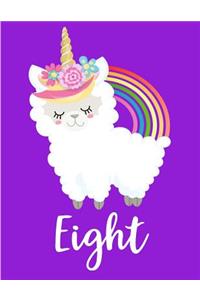 Magical Llamacorn 8th Birthday Lined Notebook