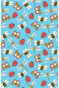 Journal Notebook Dragonflies, Bees and Ladybugs Pattern - Blue