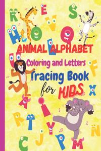 Animal Alphabet Coloring and Letters Tracing Book For Kids