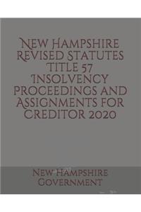 New Hampshire Revised Statutes Title 57 Insolvency Proceedings and Assignments for Creditor
