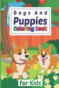Dogs And Puppies Coloring Book For Kids