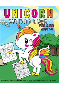 Unicorn Activity Book For Kids Ages 4-8