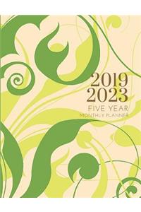 2019-2023 Five Year Planner Nature Leaves Goals Monthly Schedule Organizer