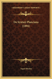 De Syntaxi Planciana (1894)