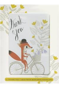 Fox on Bike Thank You Cards