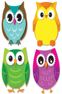 Colorful Owls Mini Cutouts