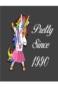 Pretty Since 1990: Dabbing Unicorn Girl Woman Undated Journal 7.44" x 9.69" 173 Pages Notebook