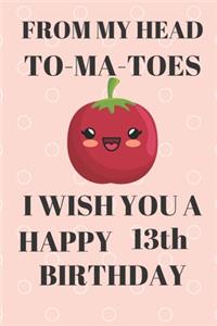 FROM MY HEAD TO-MA-TOES I WISH YOU A HAPPY13th Birthday