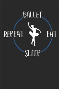 Ballet Eat Sleep Repeat: Notizbuch A5 Kariert 108 Seiten Notizheft - Geschenk für Ballerinas und Balletttänzer