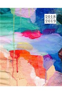 2018 - 2019 Weekly Planner, 16 Months: Rainbow Abstract Oil Painted Agenda Book, September 2018 - December 2019