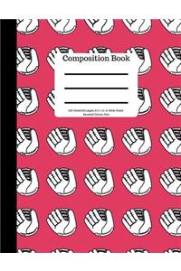 Composition Book 100 Sheet/200 Pages 8.5 X 11 In.-Wide Ruled Baseball Gloves Red