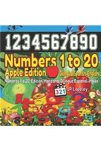 Numbers 1 to 20. Apple Edition. Bilingual Spanish-English