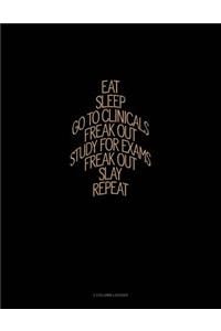 Eat, Sleep, Go to Clinicals, Freak Out, Study for Exams, Freak Out, Slay, Repeat: 3 Column Ledger